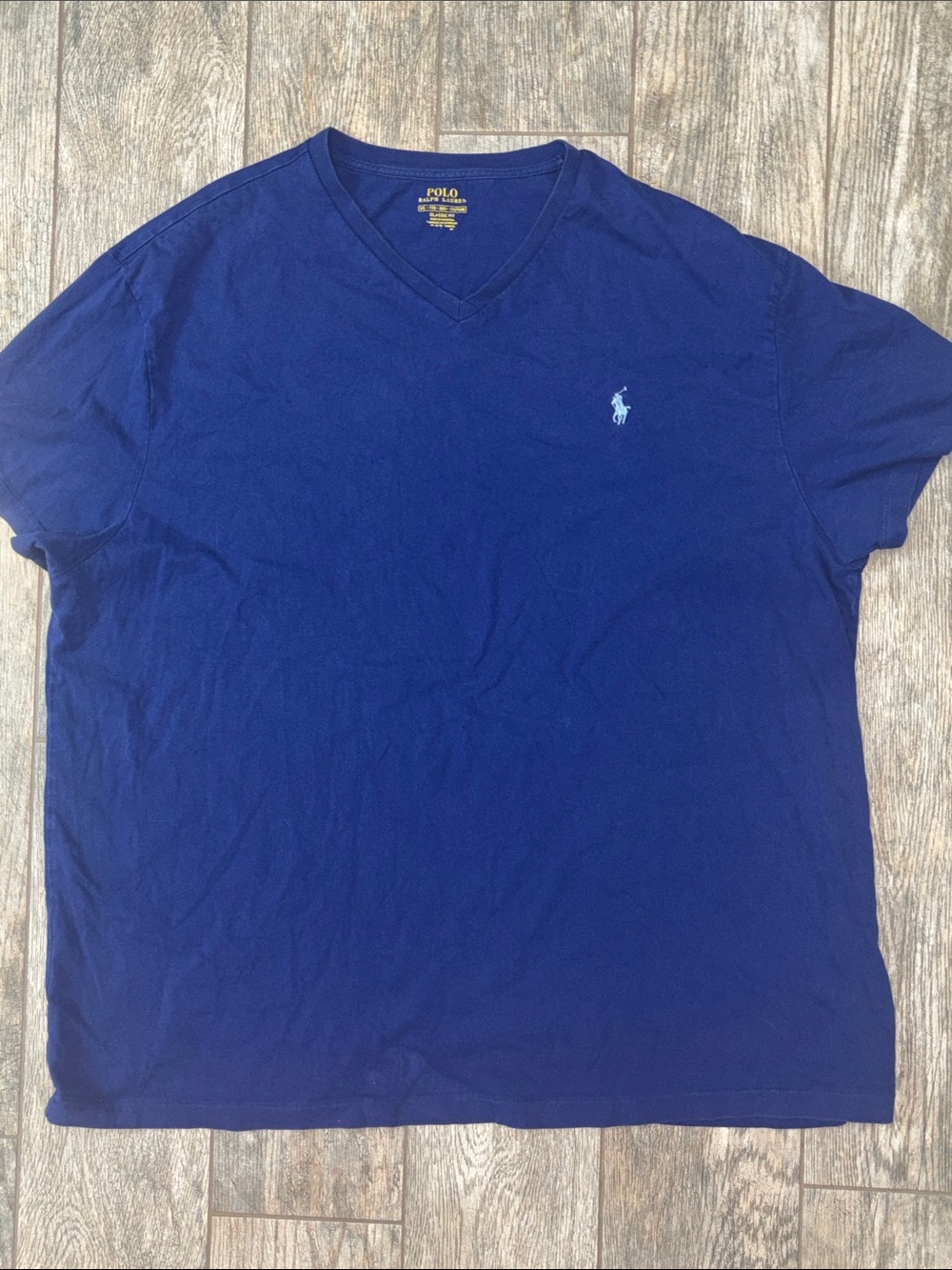 Polo by Ralph Lauren Men's V-Neck Tee in Royal Blue with Light Blue Logo